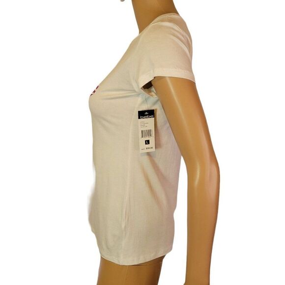 Bebe Womens White Tee With Rainbow Logo (Size L) - Picture 3 of 8